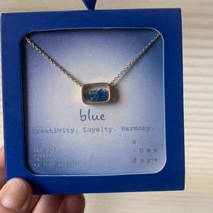 Gold + blue necklace